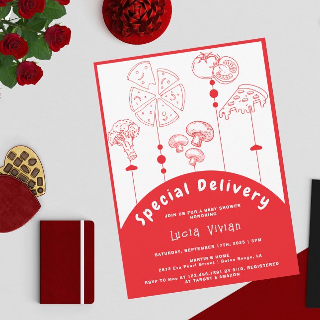 Pizza Special Delivery Baby Shower Invitation (Creator Uploaded)
