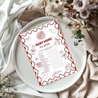 Pizza Special  word scramble baby shower game card