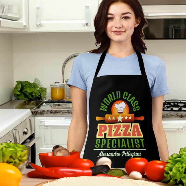 PIZZA SPECIALIST with Name on ALL BLACK Apron (Creator Uploaded)