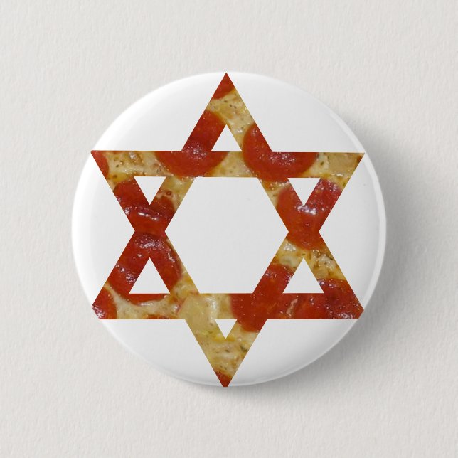 pizza star of david 6 cm round badge (Front)