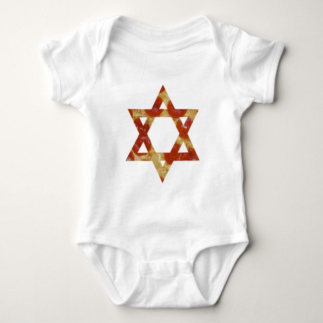 pizza star of david baby bodysuit (Front)