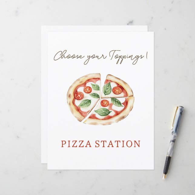 Pizza Station Custom Table Sign (Front/Back In Situ)