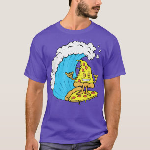 Pizza Surfing Cheese Slice Surfer Wave Riding Funn T-Shirt