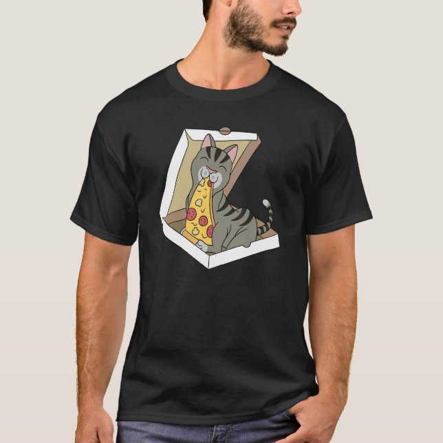 Pizza Tabby Cat Pet T-Shirt (Front)