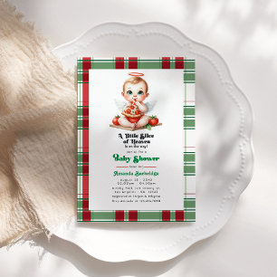 Pizza-Themed A Little Slice of Heaven Baby Shower Invitation