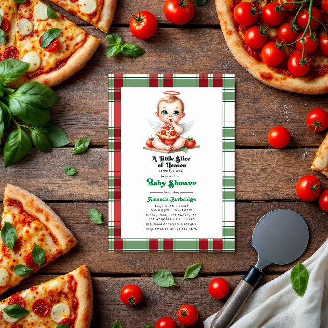 Pizza-Themed A Little Slice of Heaven Baby Shower Invitation (Pizza-Themed A Little Slice of Heaven Baby Shower Invitation)