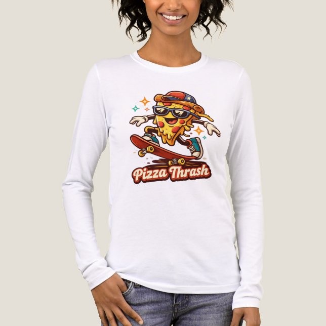 Pizza Thrash Funny Skate Pizza Shirt (Front)