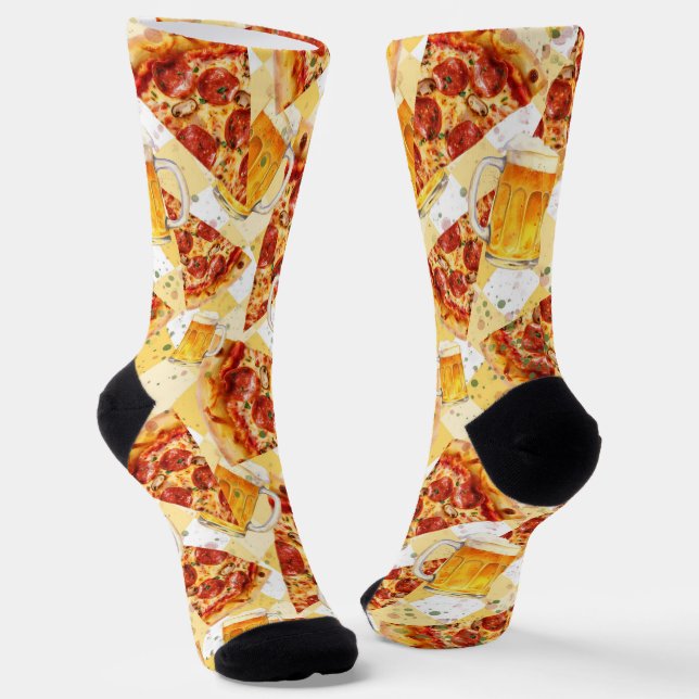 Pizza time Beer time Socks (Angled)