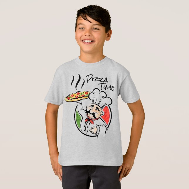 Pizza Time Boy’s Basic T-Shirt (Front Full)