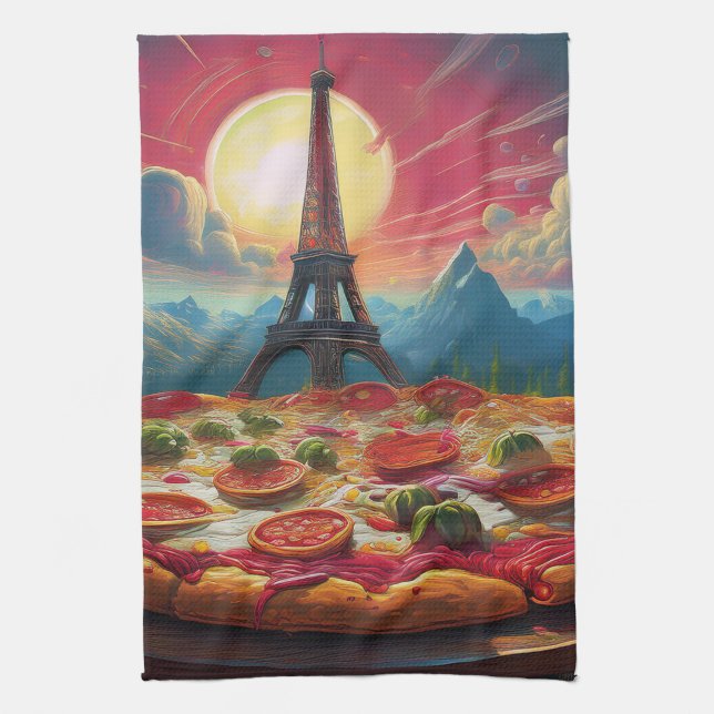 Pizza Tower Tea Towel (Vertical)