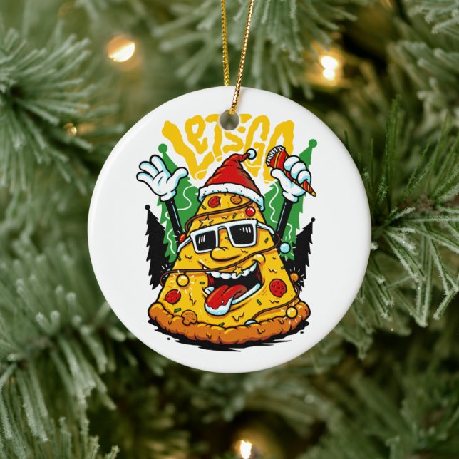 Pizza Tree Christmas Lights Merry Crustmas Xmas Ceramic Tree Decoration (Tree)