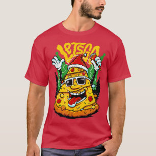 Pizza Tree Christmas Lights Xmas4548 T-Shirt