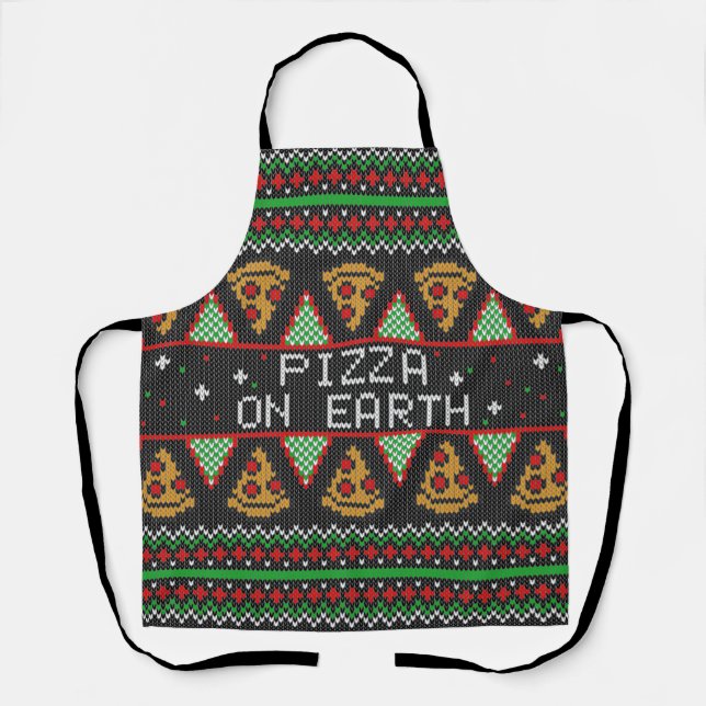 Pizza Ugly Christmas Sweater Apron (Front)