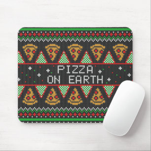 Pizza Ugly Christmas Sweater Mouse Pad