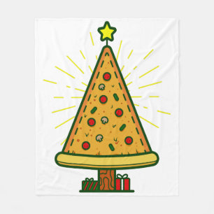 pizza ugly christmas tree fleece blanket