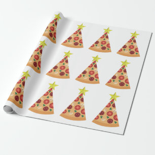 pizza ugly christmas tree funny wrapping paper
