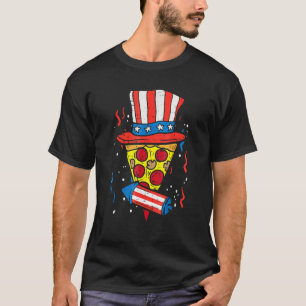 Pizza Us Flag Hat Firecracker 4th Of July Food Pat T-Shirt