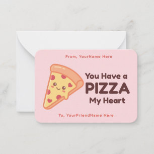 Pizza Valentine Classroom Note Card 