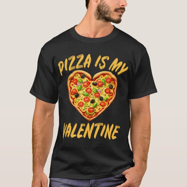 Pizza Valentines Day Heart Fast Food Lover  Mens   T-Shirt (Front)
