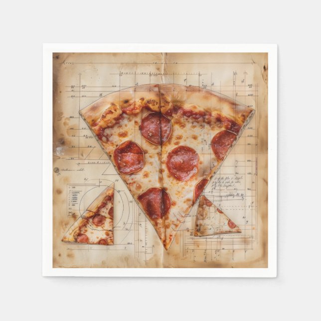 Pizza Vintage Blueprint Napkin (Front)