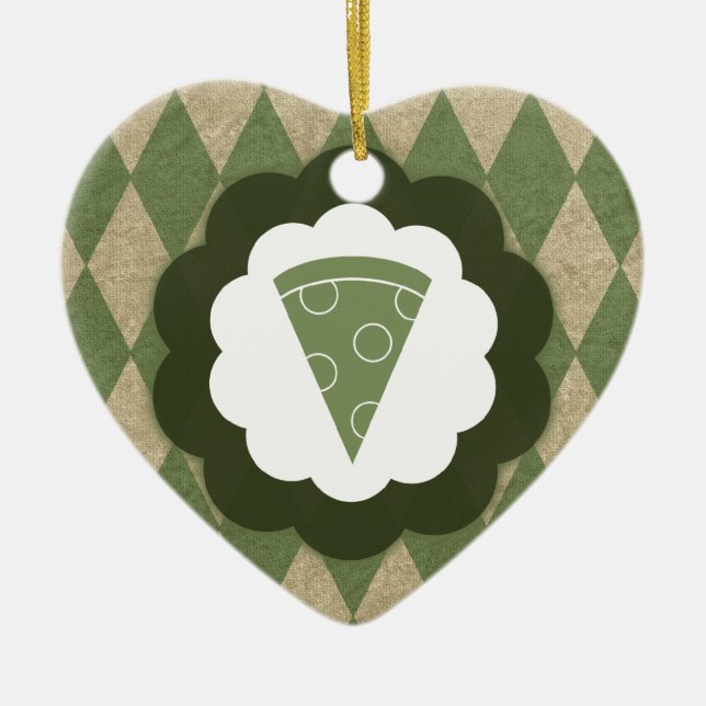 pizza vintage ceramic tree decoration (Front)