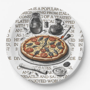 Pizza vintage sketch by CallisC Arts ⭐⭐⭐⭐⭐ Paper Plate