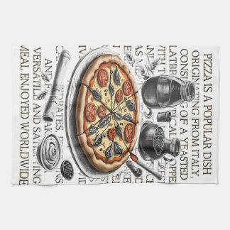 Pizza vintage sketch by CallisC Arts ⭐⭐⭐⭐⭐ Tea Towel
