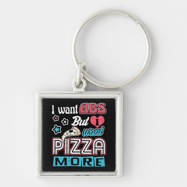 Pizza vs Abs - Bulking Diet - Funny Carbs Novelty Key Ring (Front)