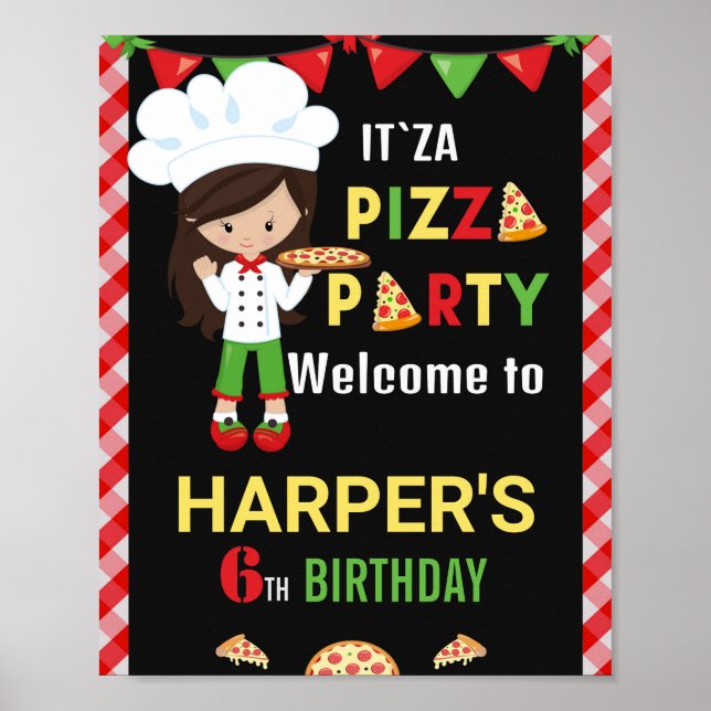 Pizza welcome party sign Italian birthday party (Front)