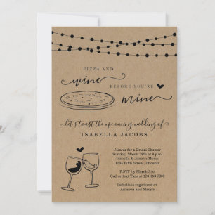 Pizza & Wine Before You're Mine Bridal Shower Invitation