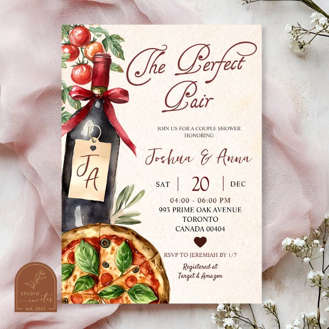 Pizza Wine Perfect Pair Bridal Shower Invitation (Creator Uploaded)