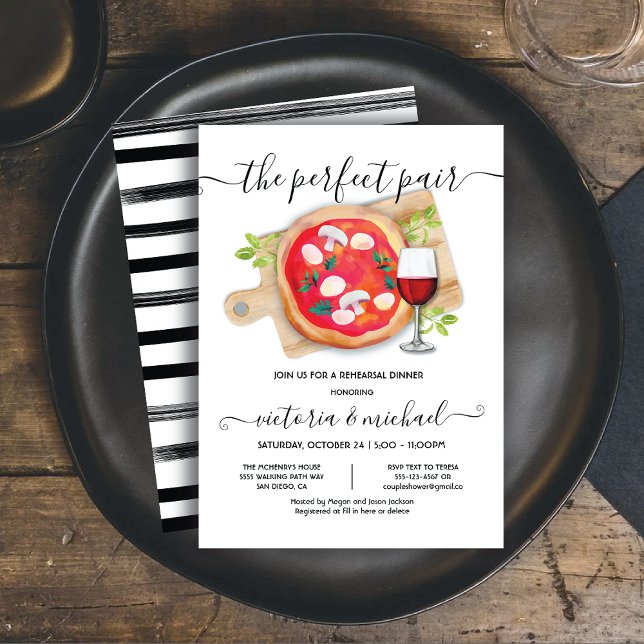 Pizza & Wine the perfect pair rehearsal dinner Invitation (Creator Uploaded)