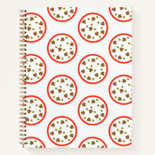 Pizza with Mushrooms Fun Cute Fast Food Cartoon Notebook