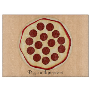Pizza with pepperoni cutting board
