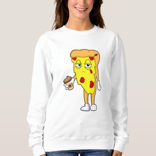 Pizza with Salami Cheese & Coffee Sweatshirt (Front)
