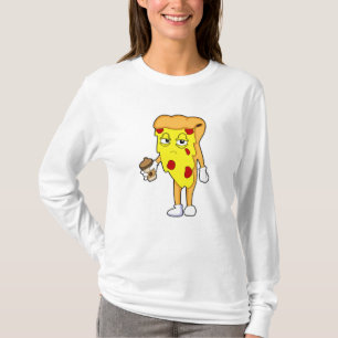 Pizza with Salami Cheese & Coffee T-Shirt
