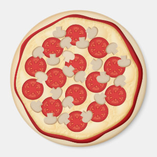 Pizza with tomatoes and mushrooms magnet