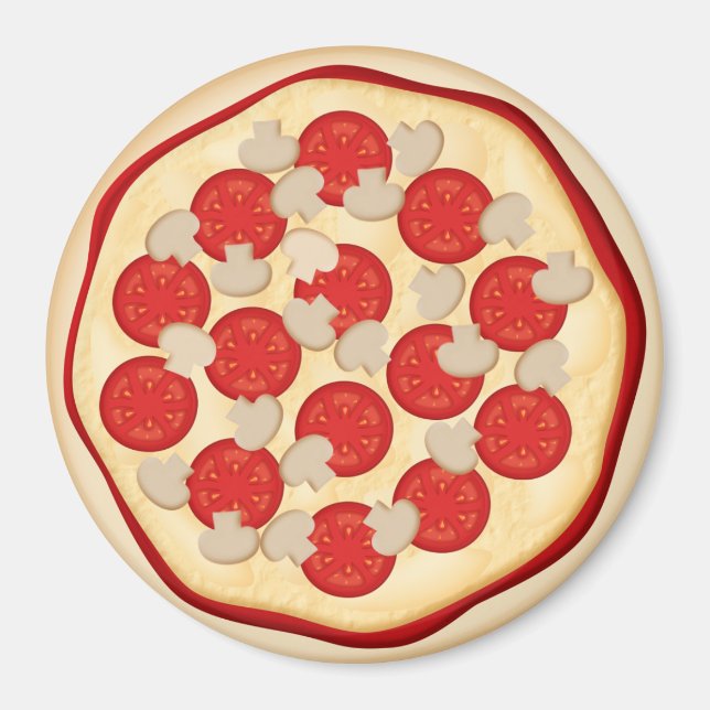 Pizza with tomatoes and mushrooms magnet (Front)