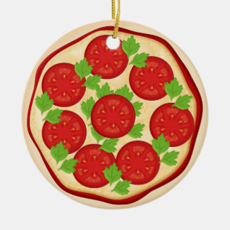 Pizza with tomatoes ceramic tree decoration