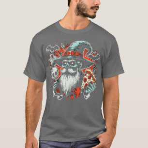 Pizza Wizard Vintage Horror Design T-Shirt