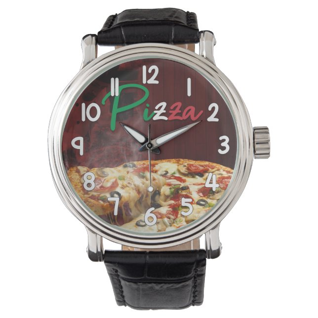 Pizza Wrist Watch – Hot Fresh Pizza Fun Timepiece (Front)
