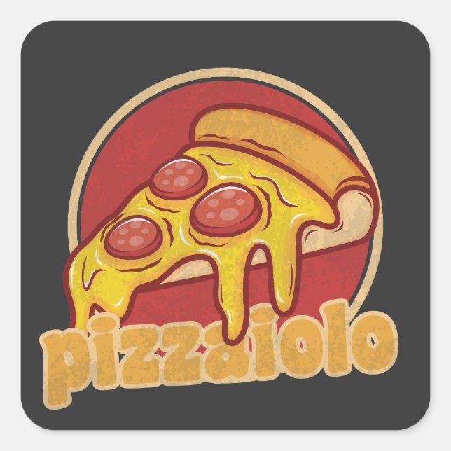 pizzaiolo funny pizza maker gift pie illustration square sticker (Front)
