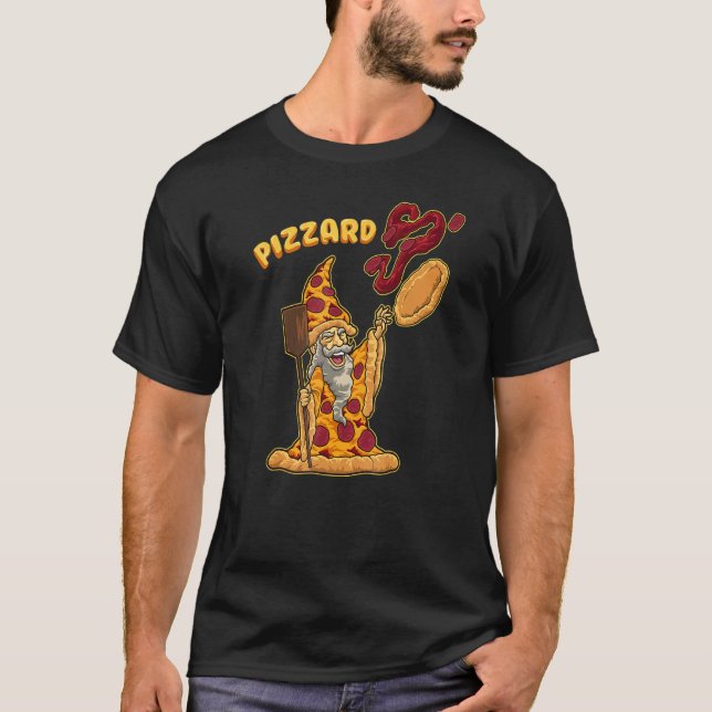 Pizzard Pizza Wizard Fast Food Pun Foodie Humour T-Shirt (Front)