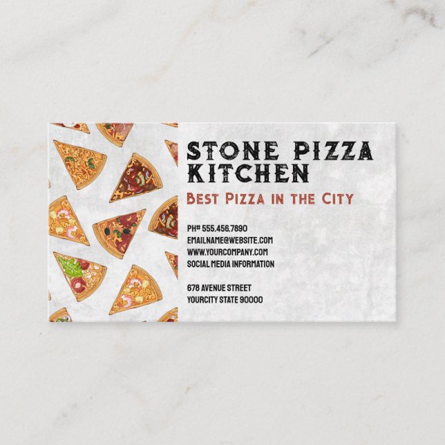 Pizzas Pattern | Restaurant Business Card (Front)