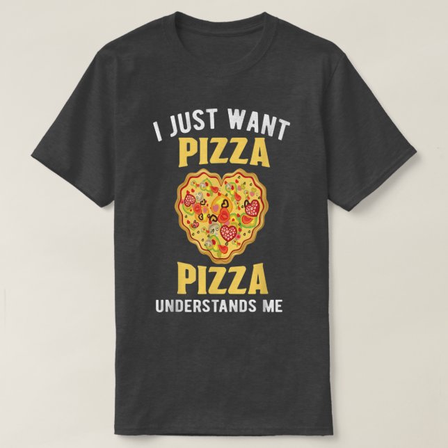 Pizzas Salami Ham Mushroom Tomato Italy Red White  T-Shirt (Design Front)