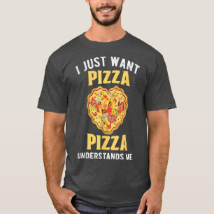 Pizzas Salami Ham Mushroom Tomato Italy Red White  T-Shirt