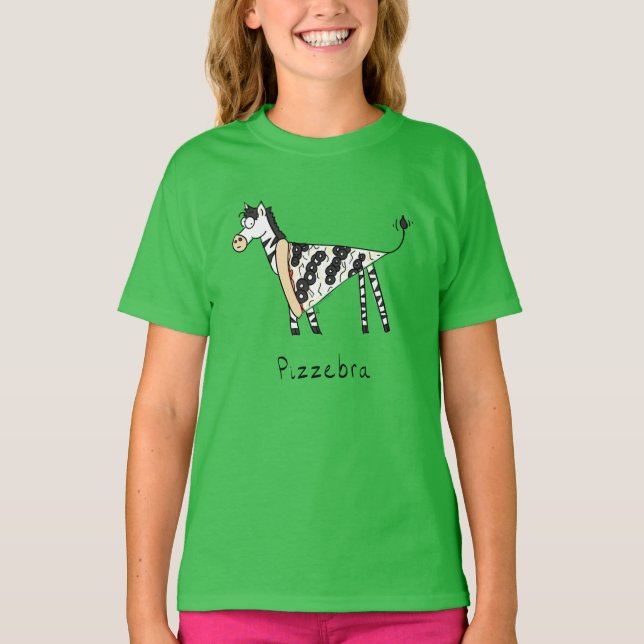 Pizzebra Pizza Zebra Kid's Girl's T-Shirt (Front)