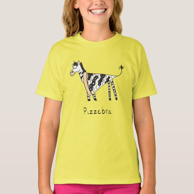 Pizzebra Pizza Zebra Kid's Girl's T-Shirt (Front)
