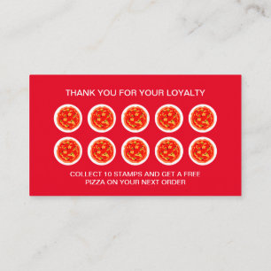 Pizzeria loyalty or punch card template for pizza