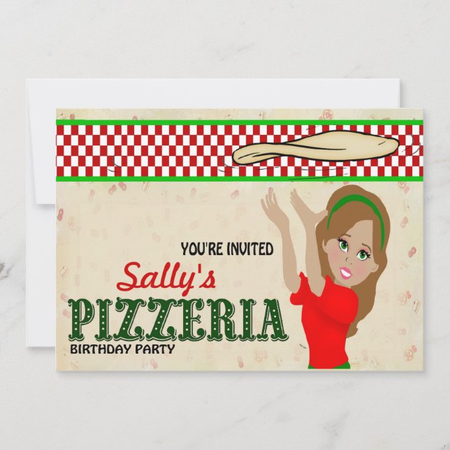 Pizzeria Party Girl Invitation (Front)